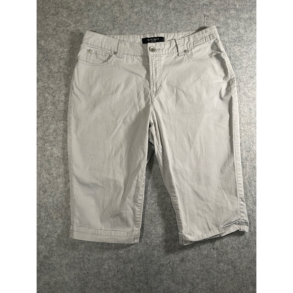 Nine West Jeans Womens 12/30 Average Khaki Capri Pants Tan Stretch Crop Trousers